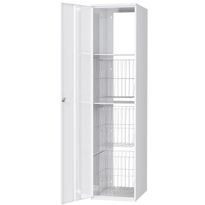 Pyykkikaappi Polaria 300x1700x530 mm, vasenkätinen, sylinterilukko, 3 koria + 2 hyllyä