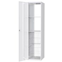 Pyykkikaappi Polaria 300x1700x530 mm, vasenkätinen, sylinterilukko, 2 koria + 2 hyllyä