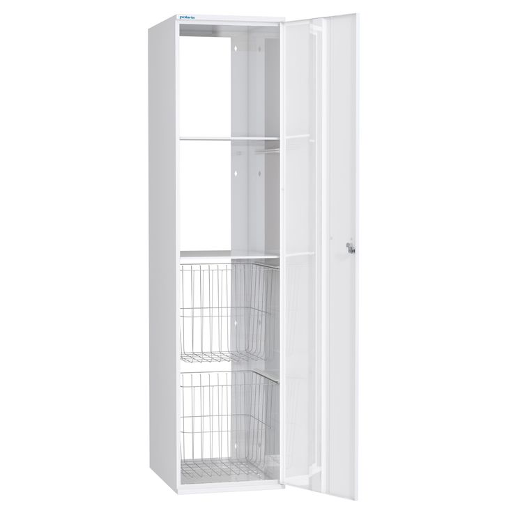 Pyykkikaappi Polaria 300x1700x530 mm, oikeakätinen, sylinterilukko, 2 koria + 2 hyllyä