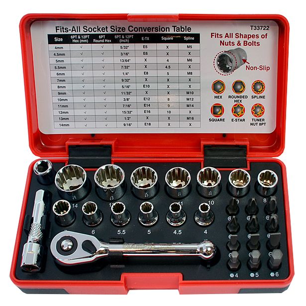 Työkalusarja AmPro, FITS-ALL, 1/4", 28-osainen