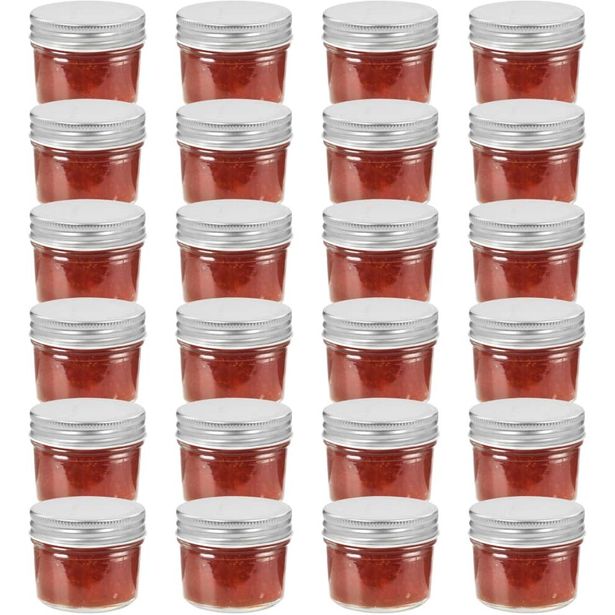 Lasiset hillopurkit hopean värisillä kansilla 24 kpl 110 ml_1