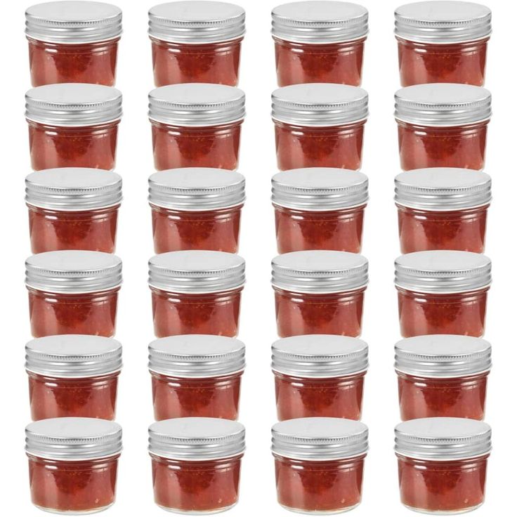 Lasiset hillopurkit hopean värisillä kansilla 24 kpl 110 ml_1