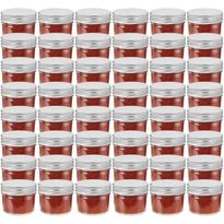 Lasiset hillopurkit hopean värisillä kansilla 48 kpl 110 ml