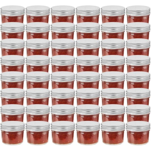 Lasiset hillopurkit hopean värisillä kansilla 48 kpl 110 ml_1