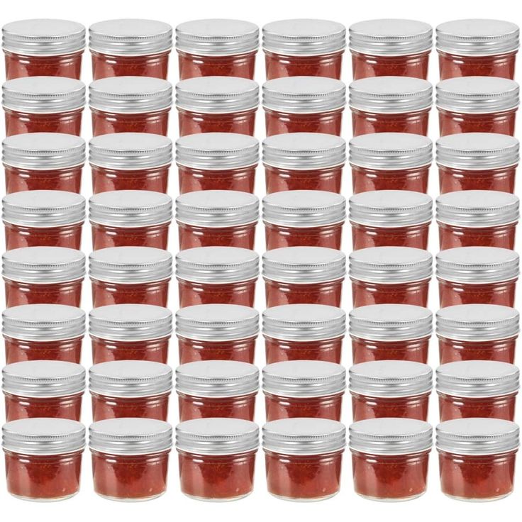 Lasiset hillopurkit hopean värisillä kansilla 48 kpl 110 ml_1