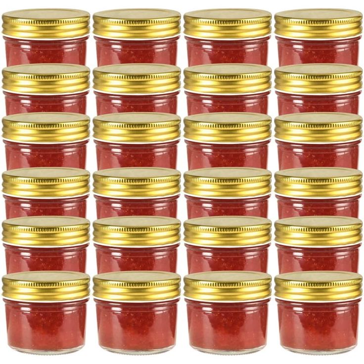 Lasiset hillopurkit kullan värisillä kansilla 24 kpl 110 ml_1