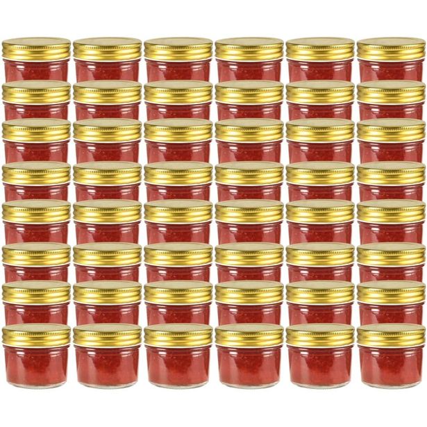 Lasiset hillopurkit kullan värisillä kansilla 48 kpl 110 ml_1