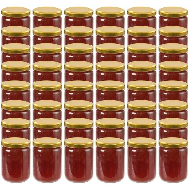 Lasiset hillopurkit kullan värisillä kansilla 48 kpl 230 ml_1
