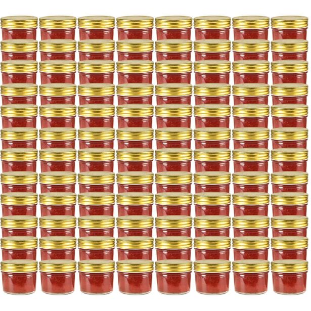 Lasiset hillopurkit kullan värisillä kansilla 96 kpl 110 ml_1