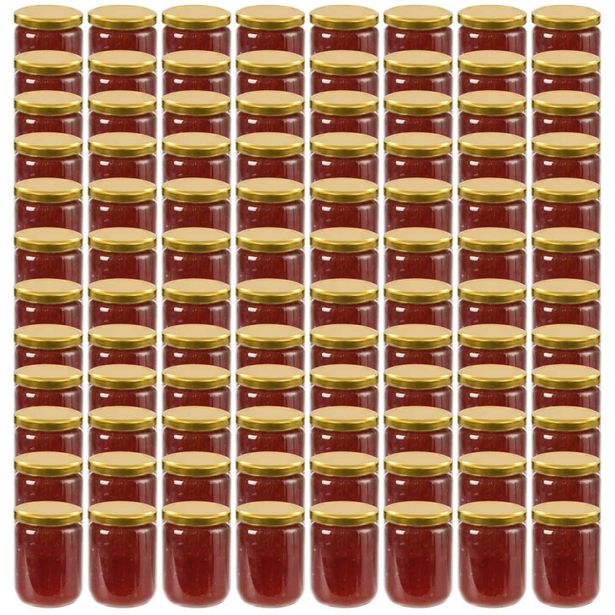 Lasiset hillopurkit kullan värisillä kansilla 96 kpl 230 ml_1