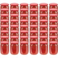 Lasiset hillopurkit punaisilla kansilla 48 kpl 230 ml