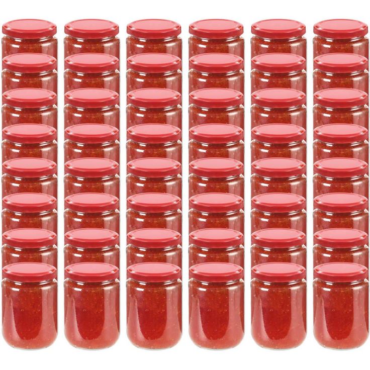 Lasiset hillopurkit punaisilla kansilla 48 kpl 230 ml_1