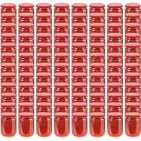 Lasiset hillopurkit punaisilla kansilla 96 kpl 230 ml
