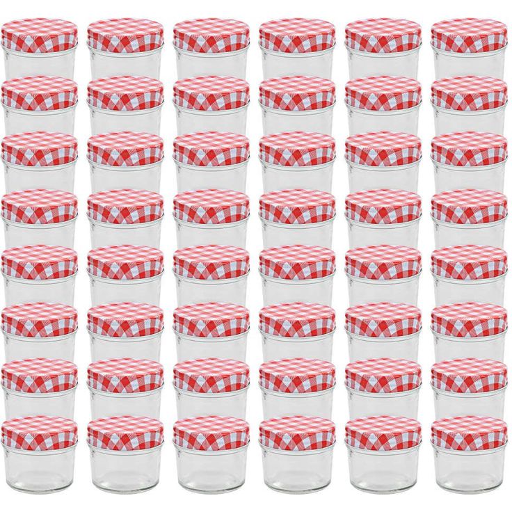 Lasiset hillopurkit valkopunaisilla kansilla 48 kpl 110 ml_1