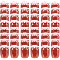 Lasiset hillopurkit valkopunaisilla kansilla 48 kpl 230 ml