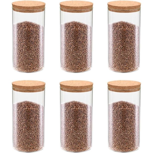 Lasiset säilytyspurkit korkkikannella 6 kpl 1400 ml_1