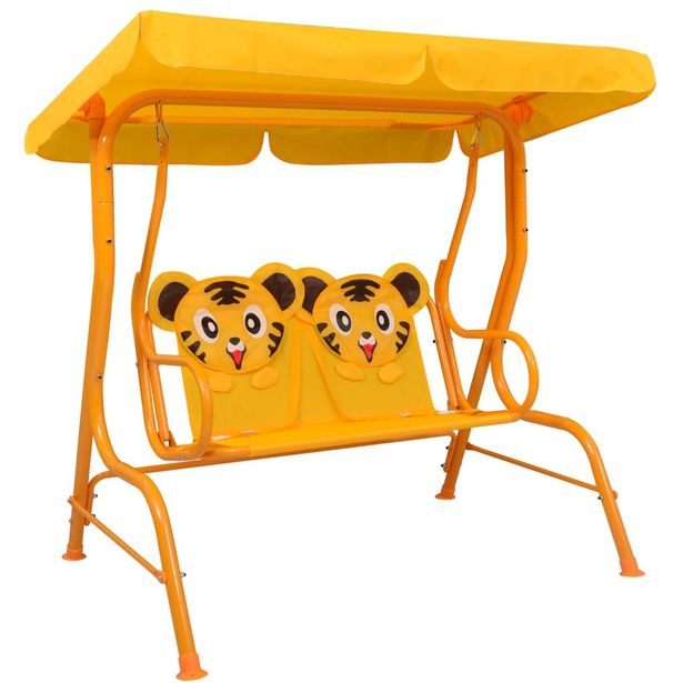 Lasten keinupenkki keltainen 115x75x110 cm kangas_1