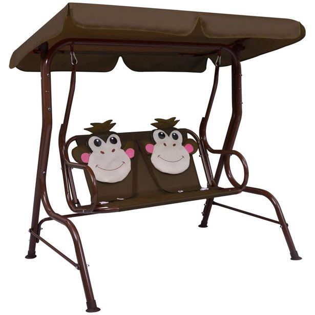 Lasten keinupenkki ruskea 115x75x110 cm kangas_1