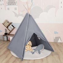Lasten tiipiiteltta + laukku peachskin harmaa 120x120x150cm