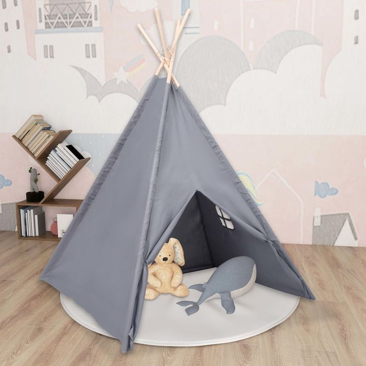 Lasten tiipiiteltta  laukku peachskin harmaa 120x120x150cm