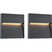 Led-seinävalaisimet ulkotiloihin 2 kpl 3 w musta neliö