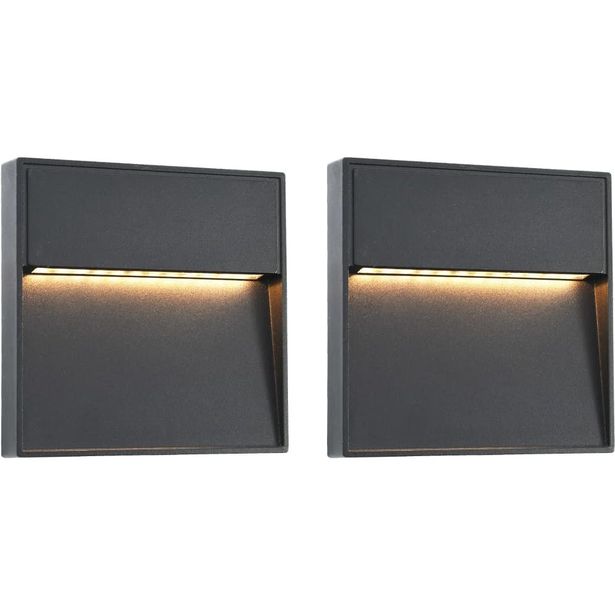 Led-seinävalaisimet ulkotiloihin 2 kpl 3 w musta neliö_1