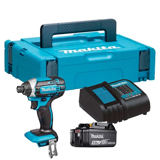 Iskevä akkuruuvinväännin Makita LXT DTD152, 165Nm, 18V, 5.0Ah akulla + Makpac 1