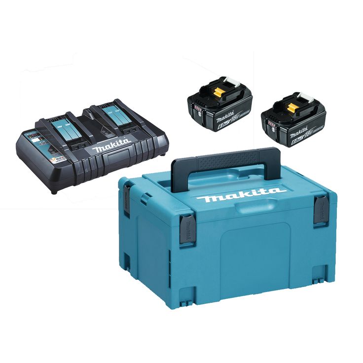 Akkupaketti Makita LXT 18V PowerPack, 2x6.0Ah ja DC18RD + Makpac