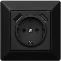 Pistorasia USB-laturilla Malmbergs Delta 1-osainen 16 A IP20 uppo, 2 x USB-A