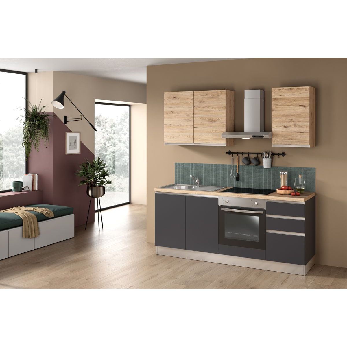 Valmiskeittiö Mimo Furniture Dalia, leveys 195cm, oikea