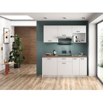 Valmiskeittiö Mimo Furniture Hanna, leveys 180cm, jääkaapilla, valkoinen/pähkinä