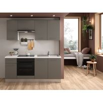 Valmiskeittiö Mimo Furniture Ariel, leveys 190cm, ilman kodinkoneita, harmaa/valkoinen