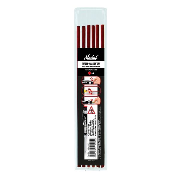 Merkintäkynän varalyijyt Markal Trades-Marker Dry, 2, 8mm, 6 kpl, punainen