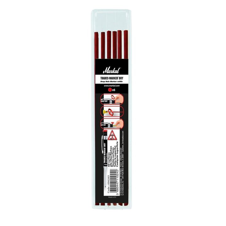 Merkintäkynän varalyijyt Markal Trades-Marker Dry, 2, 8mm, 6 kpl, punainen
