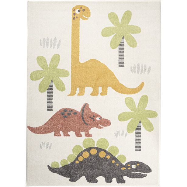 Matto ihankotona Dinokaverit 120x170cm valkoinen