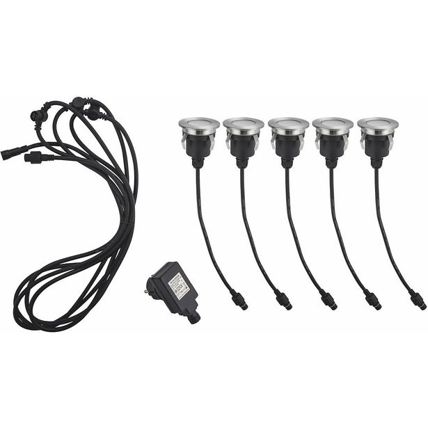 LED-terassivalosarja Malmbergs Ground III Kit 5x0.6W, IP67, teräs