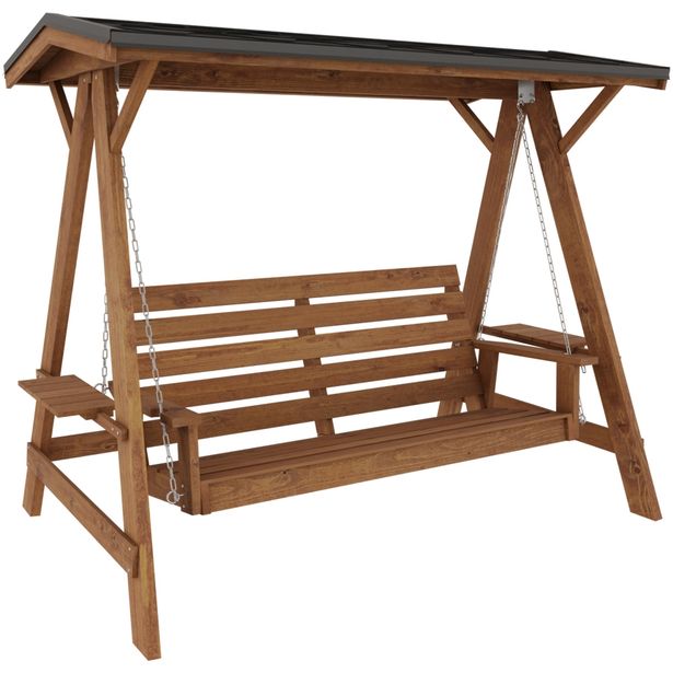 Pihakeinu Miljöökoriste, 180x235x205 cm, 3-istuttava, kovalla katoksella, ruskea