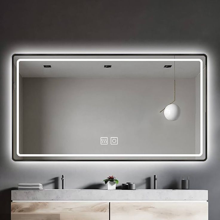 Valopeili Mirror Line 110x70cm, mustilla kehyksillä 
