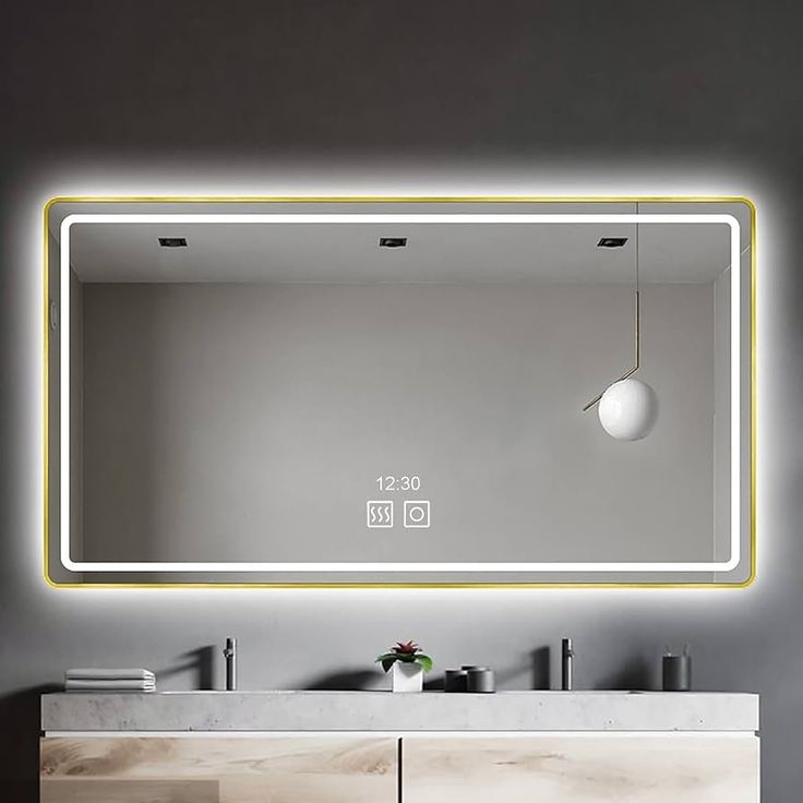 Valopeili Mirror Line 110x70cm, kultaisilla kehyksillä 