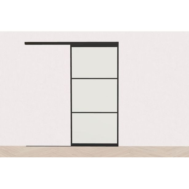 Tilanjakaja/liukuovi Mirror Line opaalilasi, musta, mittatilaus