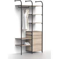 Makuuhuoneen säilytysjärjestelmä Mirror Line Nivo, laatikoilla, tangolla ja hyllyillä, leveys 120cm, mittatilaus