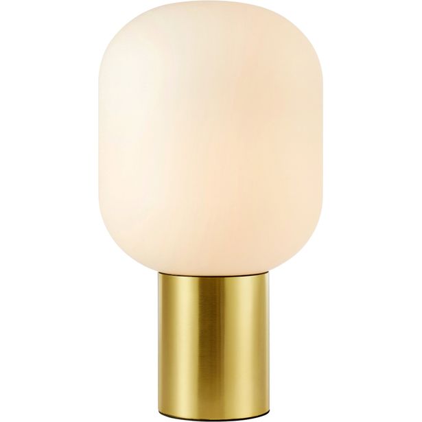 Pöytävalaisin Markslöjd Brooklyn, 44cm, harjattu messinki/valkoinen