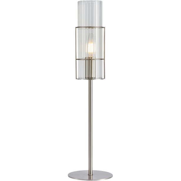 Pöytävalaisin Markslöjd Tubo 50cm satiininikkeli/kirkas