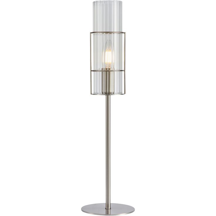 Pöytävalaisin Markslöjd Tubo 50cm satiininikkeli/kirkas
