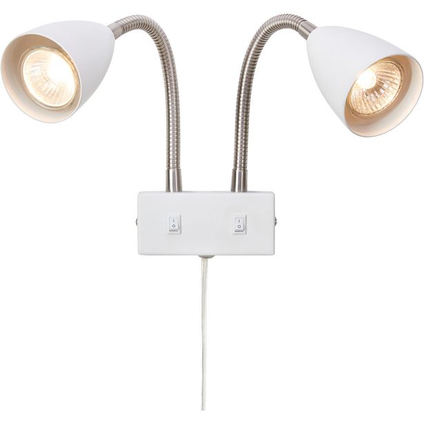 Lukuvalaisin Markslöjd Ciro 2-osainen valkoinen/teräs