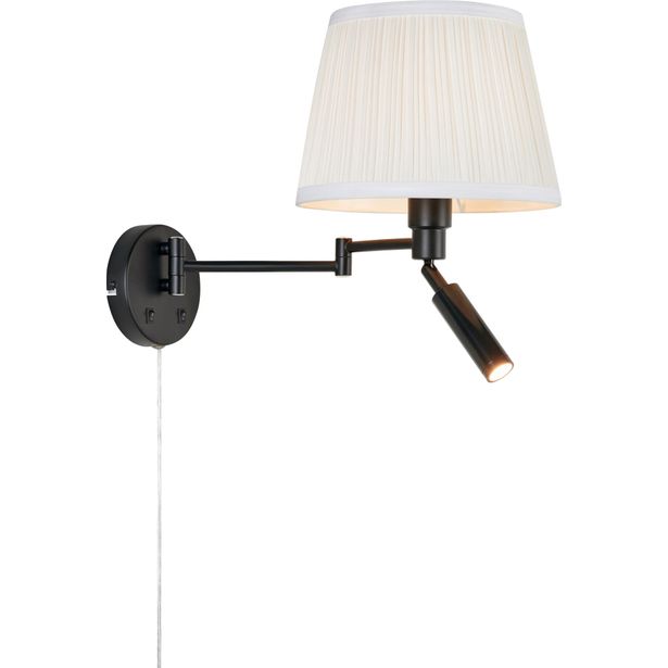 Seinävalaisin lukulampulla Markslöjd Pivot valkoinen/musta