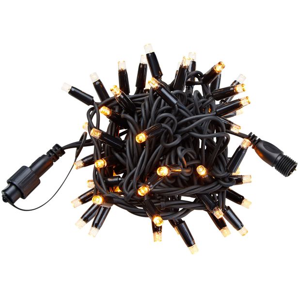 Valoketju Markslöjd Chrissline Amber, 50 valoa, kaapeli, IP44, 5m musta