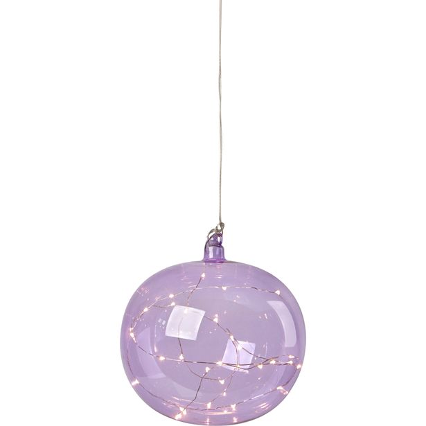 LED-valokoriste Markslöjd Lina ripustettava paristokäyttöinen violetti