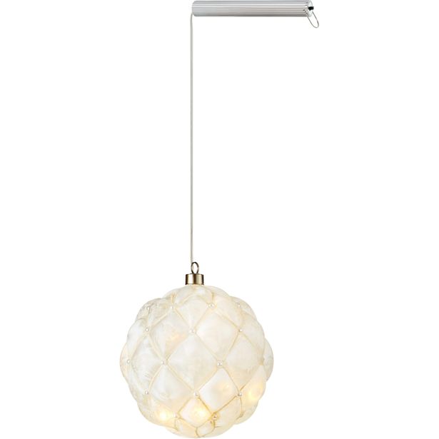 Valokoriste Markslöjd Pearl pyöreä 15cm roikkuva paristokäyttöinen valkoinen