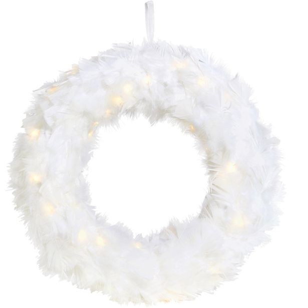 Valokranssi höyhen Markslöjd Feather 40 valoa paristokäyttöinen valkoinen